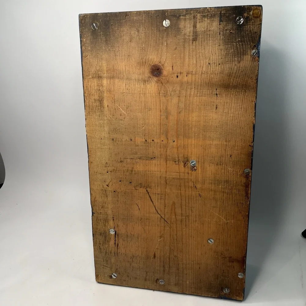 Rustic Wooden Desk Organizer Tray Distressed Navy Blue Wall Hanging Cottagecore